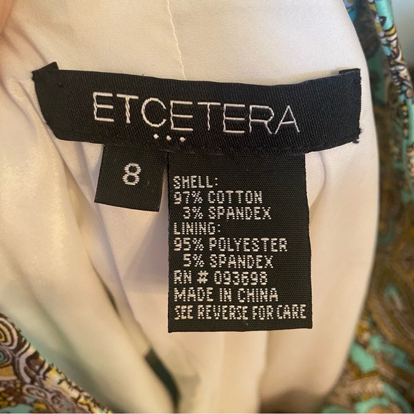 ETCETERA • Aqua Gold Paisley Button Front Long Jacket Coat • Size 8 - Picture 10 of 11